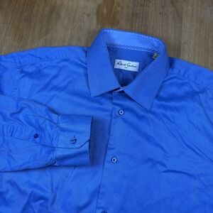 Robert Graham Mens 17.5 38/39 Tall Cotton Blue Long Sleeve Button Shirt Big&Tall